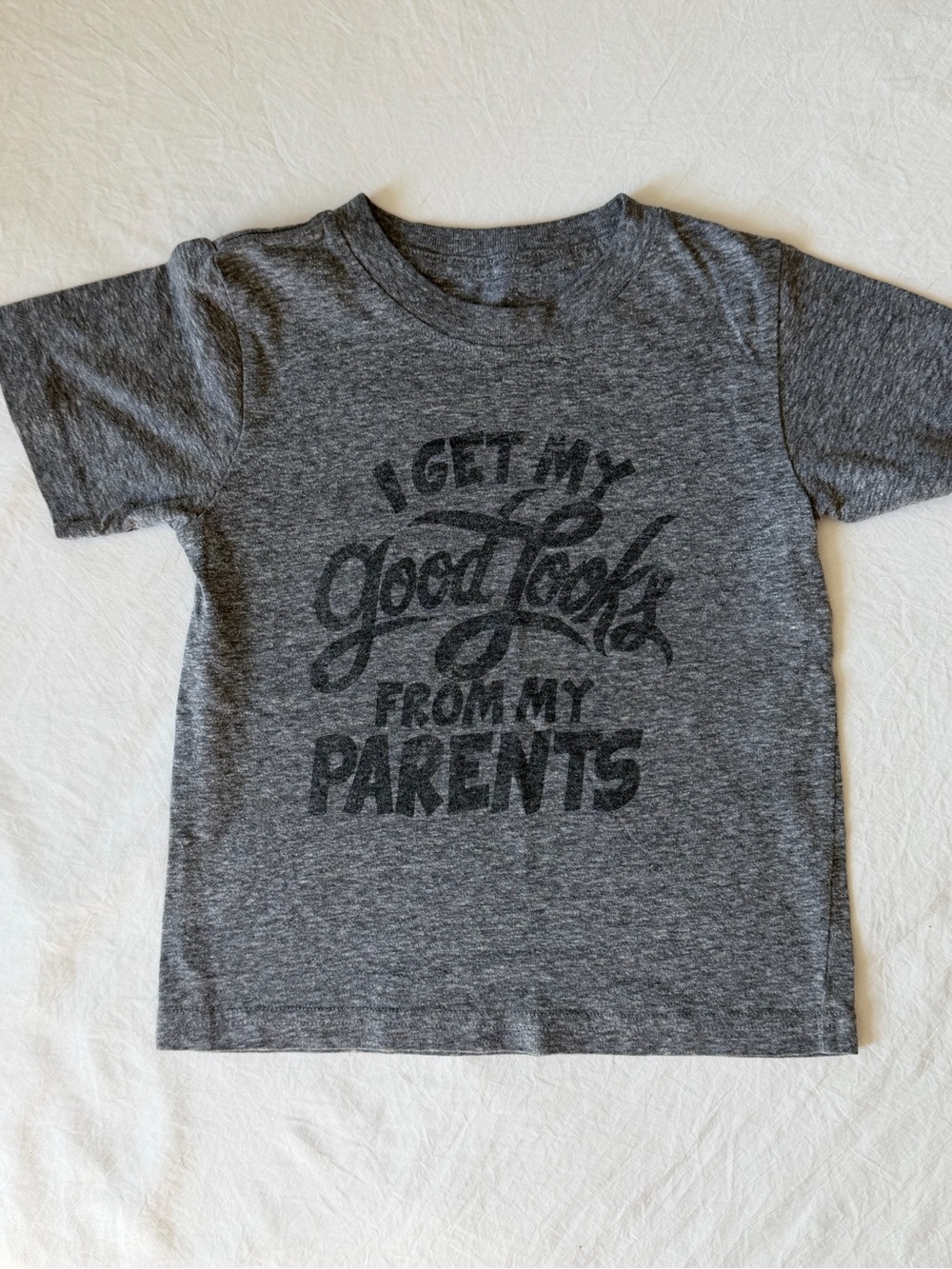 Well Worn “Good Looks From My Parents” Graphic Tee 2T Grey